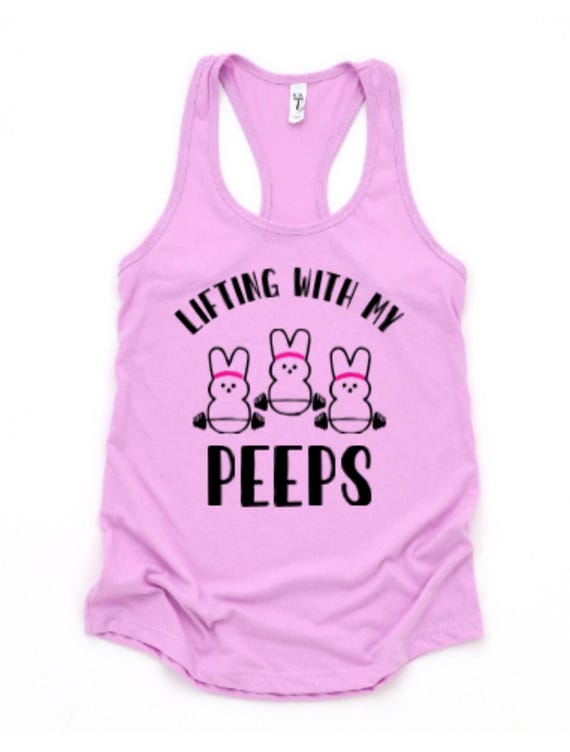 LIFTING WITH My PEEPS / Easter Fitness Tank Top / Weight Lifting Women's Racerback Shirt