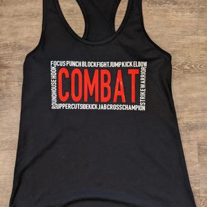 COMBAT WORDS SHIRT / Body Combat Shirt / Womens Racerback Tank or Muscle Tank