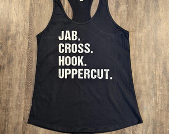 JAB CROSS HOOK Uppercut / Body Combat Soft Racerback Tank / Kickboxing Shirt for Women