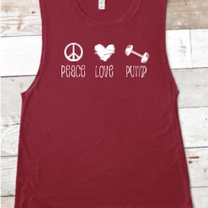 PEACE LOVE PUMP / Body Pump Muscle Tank / Bella Canvas Womens Top