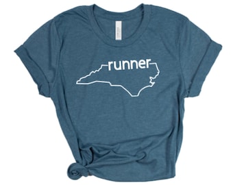State Runner Graphic Tee: Bella Canvas Heathered Unisex T-Shirt
