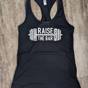 RAISE THE BAR / Koszulka do podnoszenia ciężarów / Koszulka Body Pump / Damski top typu racerback
