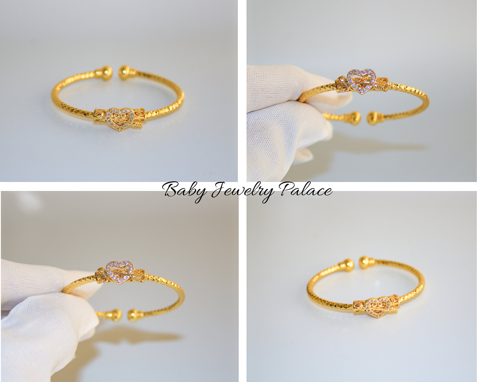 Buy Girl s 24K Gold Plated Diamond Cupid Heart Bangle Kids