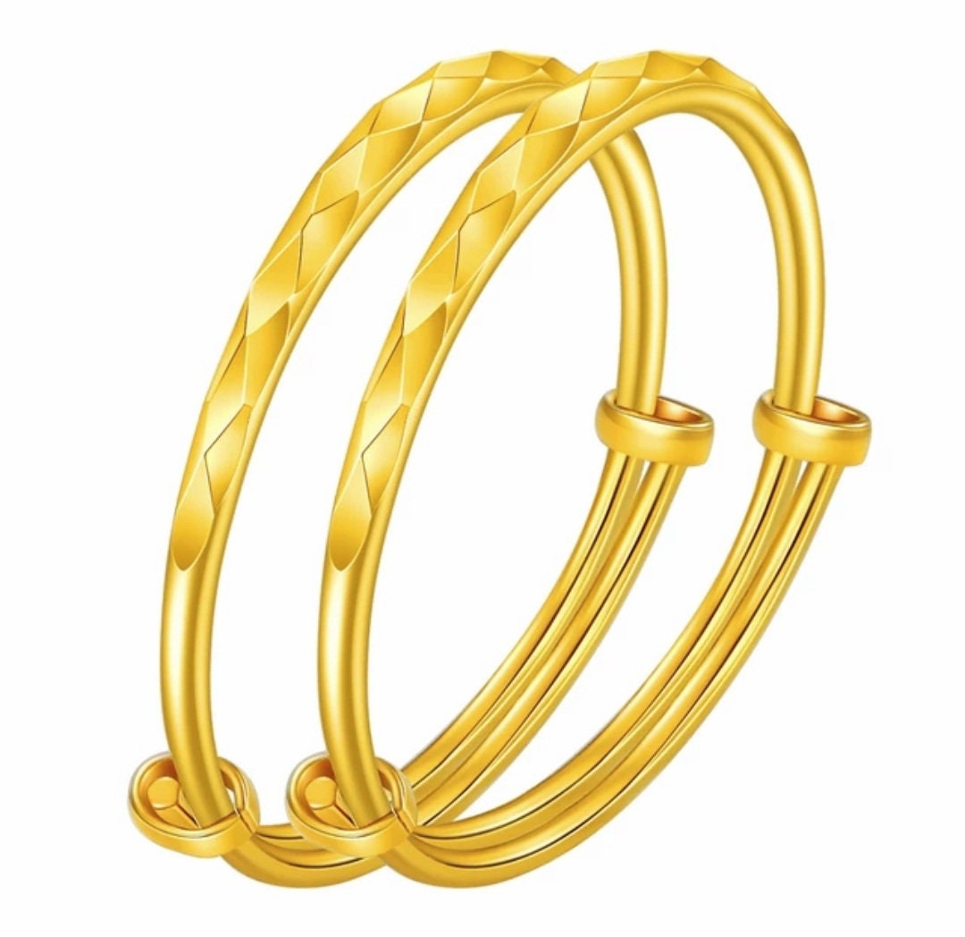Babies & Toddlers Bangles 24k Gold Plated Adjustable Etsy