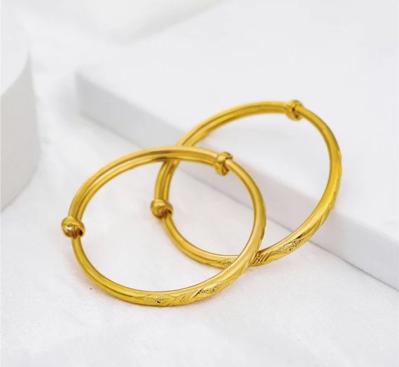 Baby toddler Girl Peacock Bangle 24k Gold Plated Adjustable