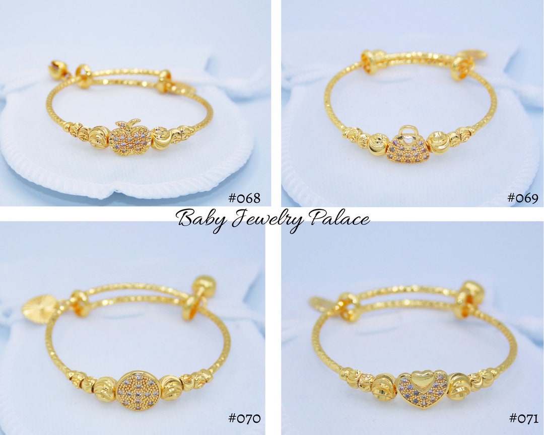 Baby/toddler Girl Bangles 24k Gold Plated Bangles Adjustable Etsy