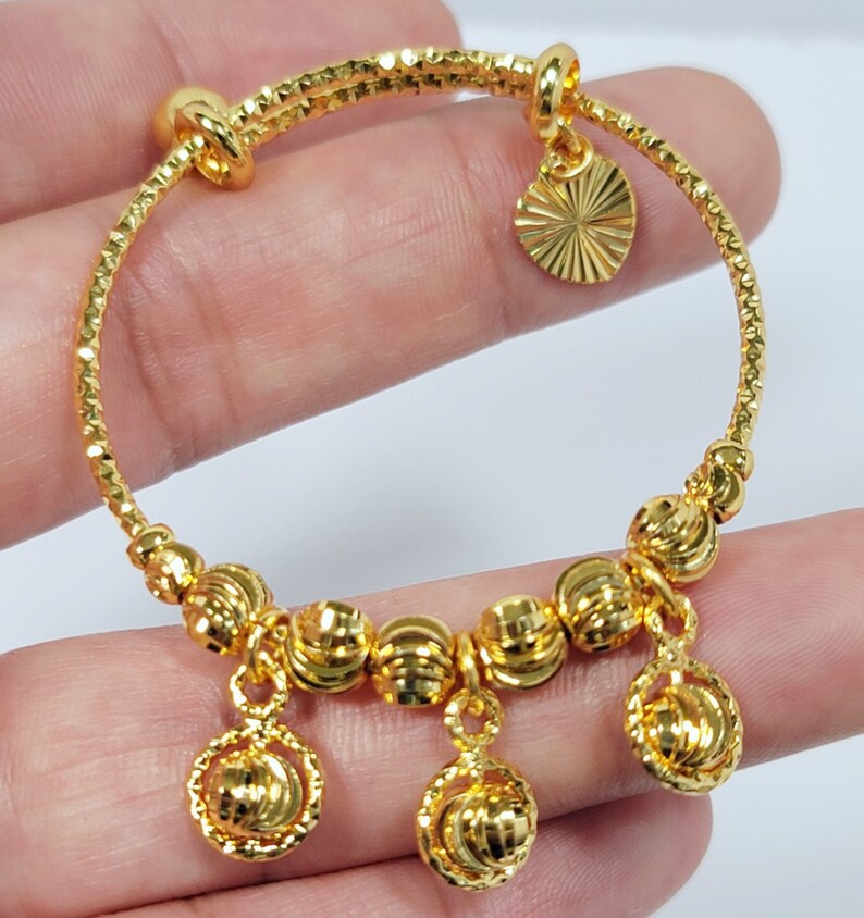 24K Gold Plated Baby Bangles Toddler Bangles Adjustable Etsy