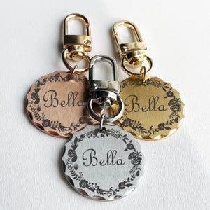 Personalized Flower Pet ID Tag Laser Engraved Stainless Steel