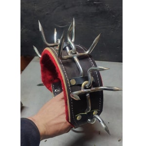 3&#39; Leather Spiked Custom Dog Collar Leash set padded Adjustable Wide Anti-wolf M/L/XL/XXL (8cm)