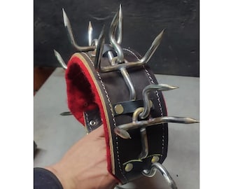 Leather Spiked Dog Collar Leash Anti-Wolf
