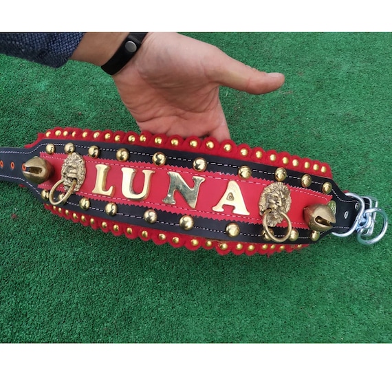 3' Leather Custom Dog Collar woolen felt padded Adjustable M/L/XL/XXL (8cm)