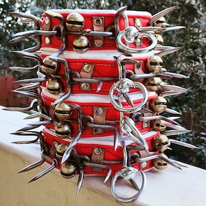 Obroża dla psa z kolcami i filcu o szerokości 6 cm, rozmiar S/M/L/XL/XXL, 5 rozmiarów