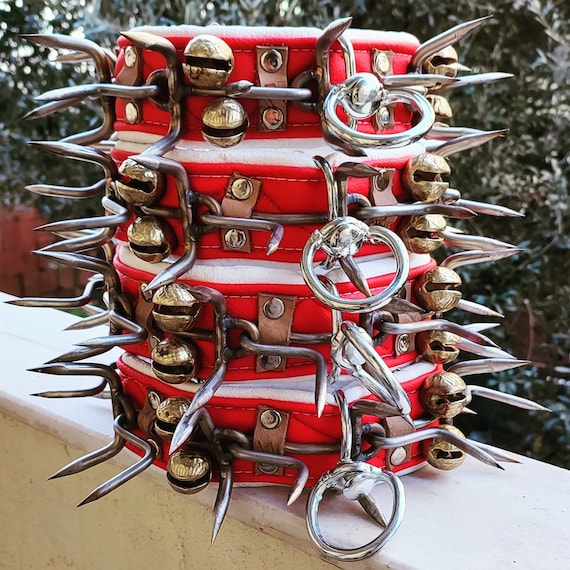 Pronged Felt Spiked 2.4'/6cm Wide Dog Collar S/M/L/XL/XXL - Etsy