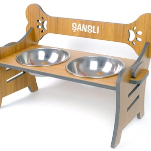 Raised Dog Bowls Stand Elevated  Custom Double Large Feeding Station