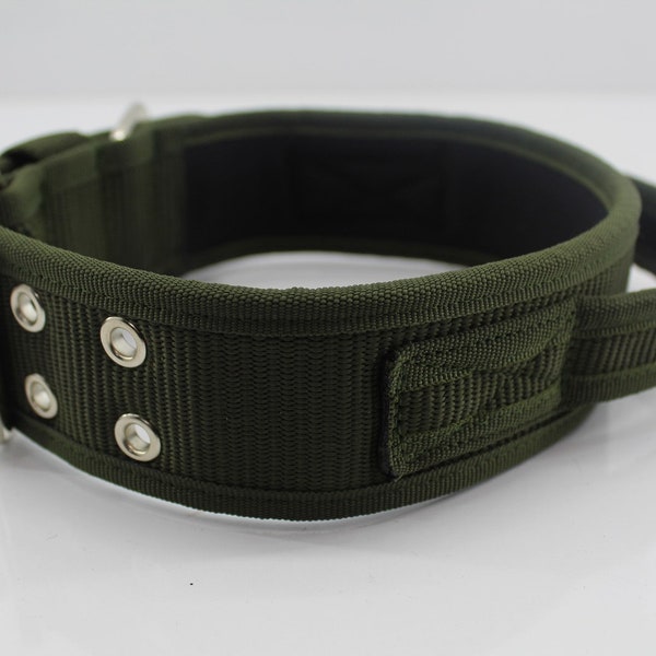 Duck Linen Handle Holding Working K-9 Dog collar 7 colors M/L/XL