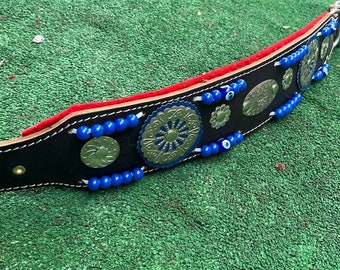 3&#39; Leather Felt Padded Adjustable Wide Dog Collar M/L/XL and bell options
