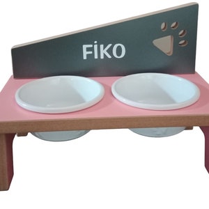 Cat Bowl Food Stand Large Original Feeder Elevated Raised Personalized Adjustable