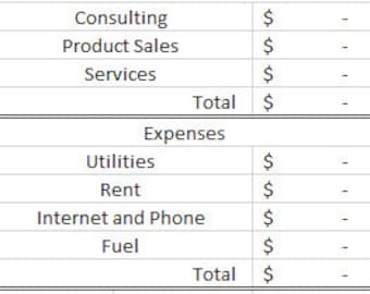 Microsoft Excel Income Statement