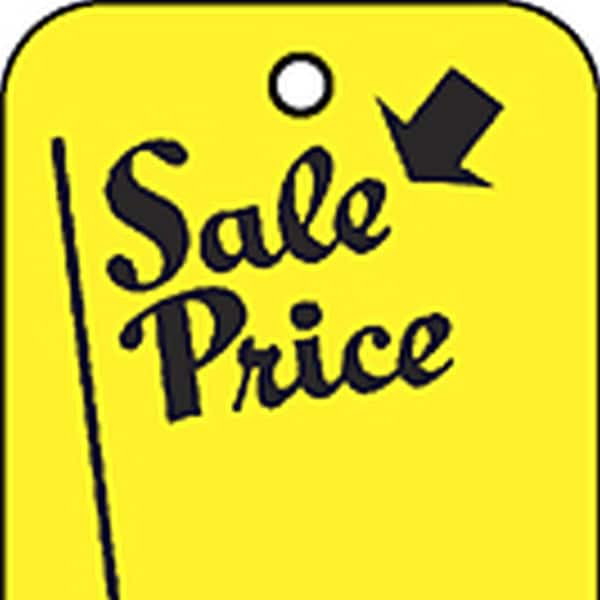100 Sale Price String Tags  yellow/black 1 1/4"x1 7/8"   packspy