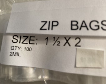 100 Zip Bags Reclosable 1 1/2" x 2"  Clear 2 mil    2M152