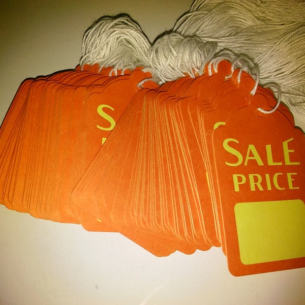100 Tags 1 3/4 x 2 3/4  Sale Price with string.  st502 large