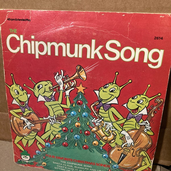 Vintage Peter Pan Schallplatte mit Chipmunk Song, Weihnachtsmann, etc. 45 U / min VChipmunk