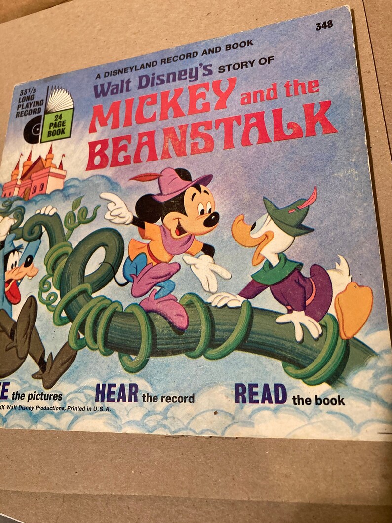 Vintage Mickey and the Beanstalk Book & Record 1970 Vmickbean