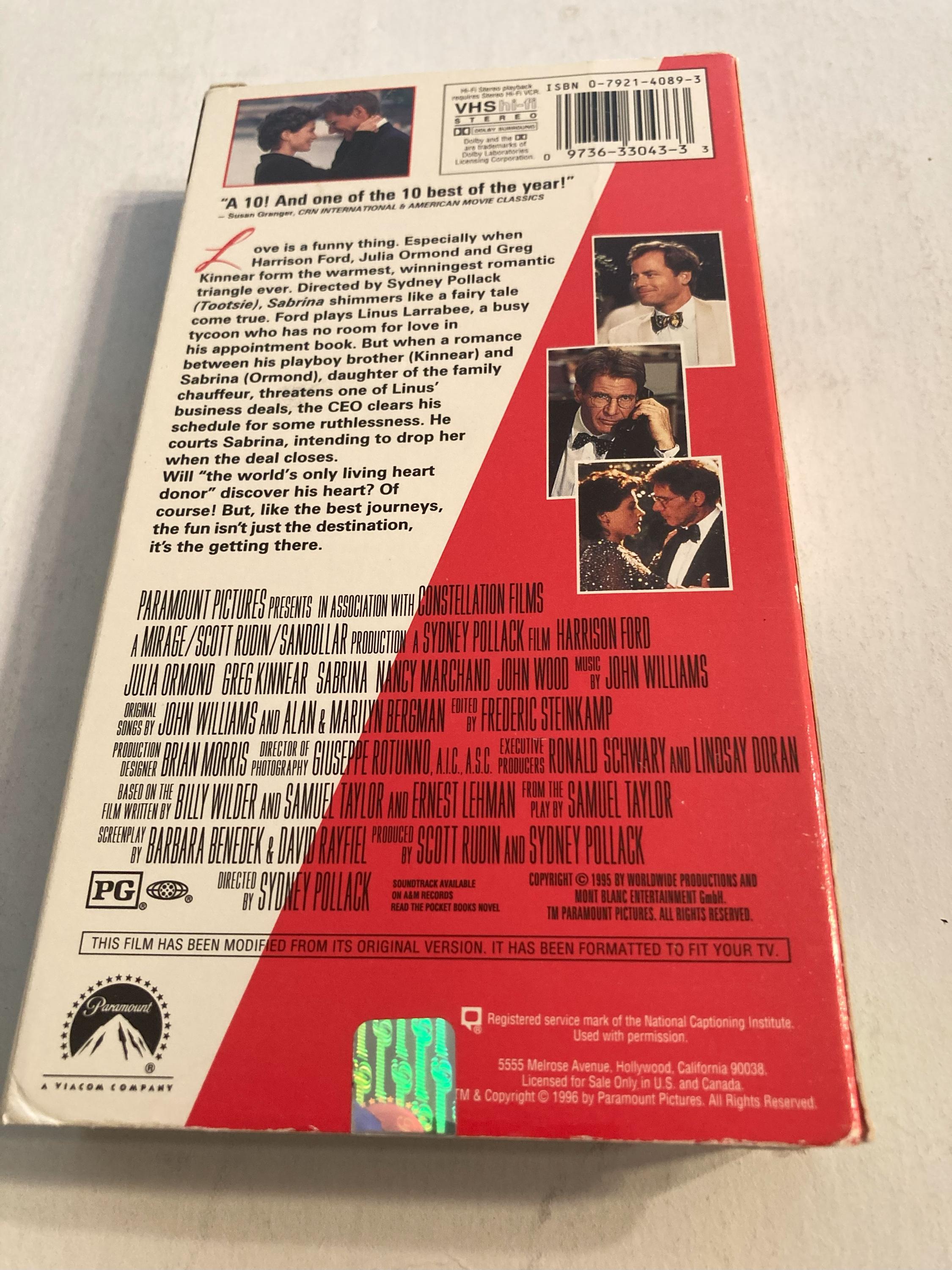 ヴィンテージ サブリナ ハリソン・フォード ジュリア・オーマンド。VHS 