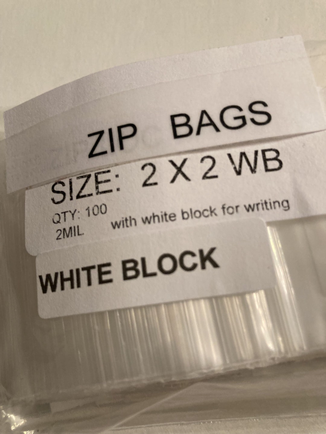 100 Zip Bags 2x2 Reclosable With White Block WB22 Etsy UK