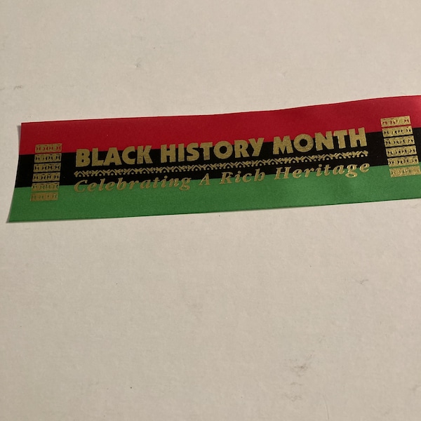 25 Bookmarks Gold Foil Satin Ribbon Black History Month 2"x8"    bookmark.