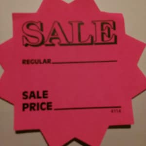 100 sale/normale prijs 4&quot;-tags 4 geassorteerde kleuren sprp