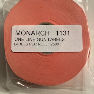 Etiquetas de armas de preços Monarch para arma modelo 1131. Vermelho Fluorescente. Rolo de tinta grátis. M1131º