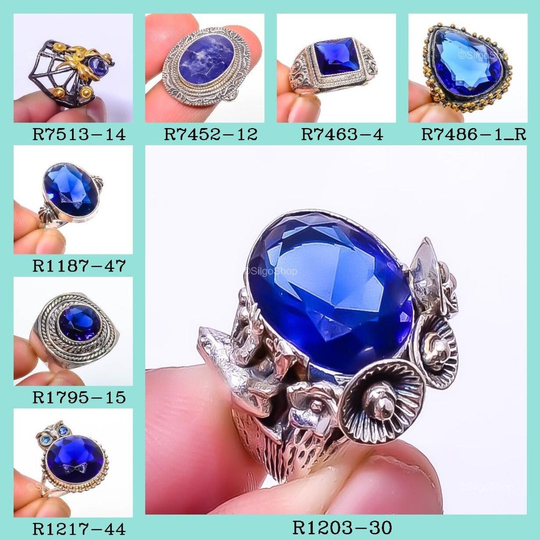 Rare Blue Sapphire Ring Gemstone Ring Blue Statement Ring Etsy