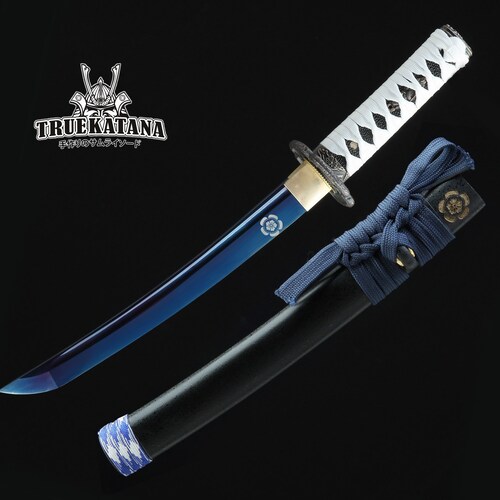 TRUEKATANA® Tanto Sword, Handmade shops Blue Blade Tsushima Ghost Clan Sakai Tanto Sword Cosplay Replica
