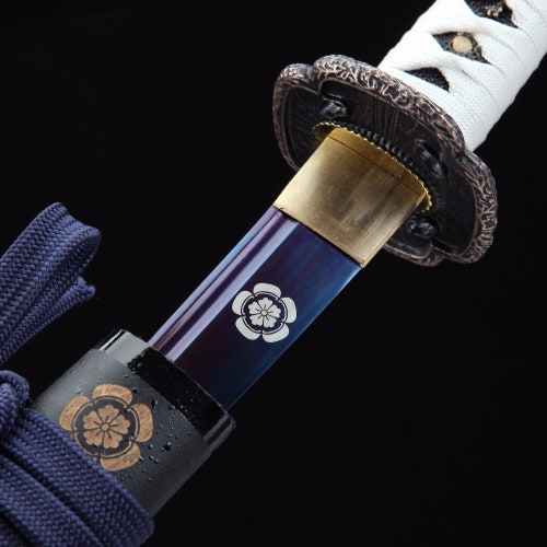TRUEKATANA® Tanto Sword, Handmade shops Blue Blade Tsushima Ghost Clan Sakai Tanto Sword Cosplay Replica