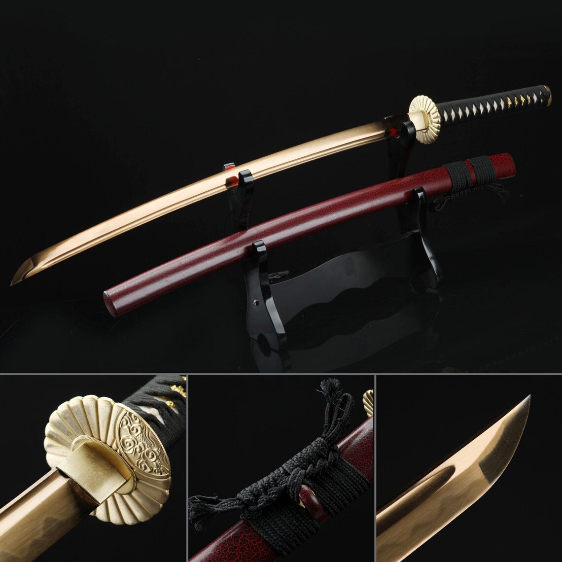 Handmade Gold Blade Sunflower Tsuba Katana Samurai Swords With Etsy