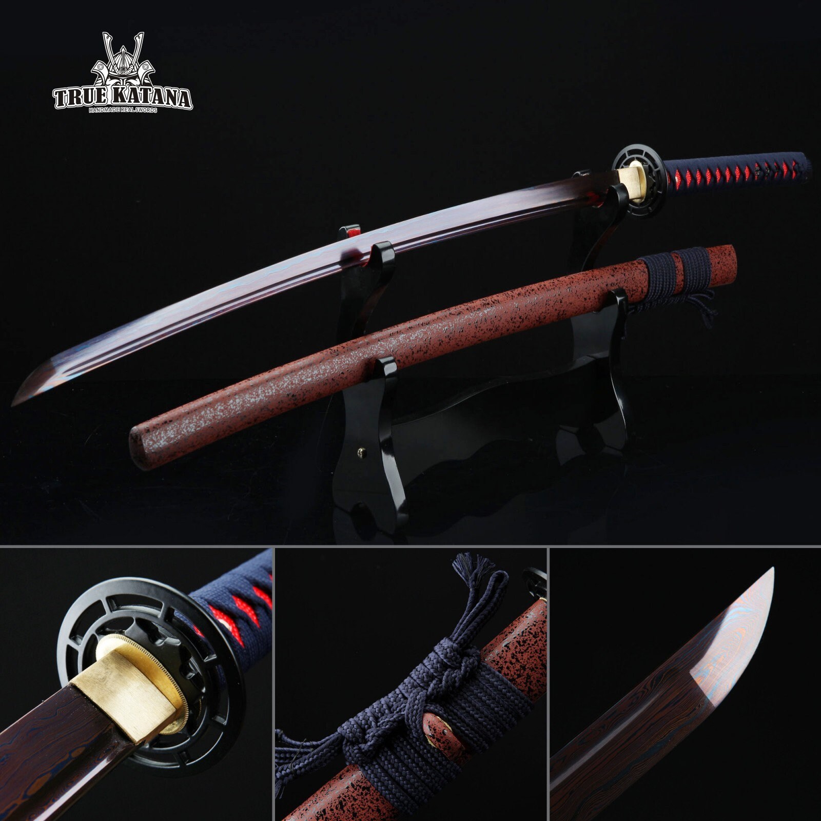Handgemachte T10 Stahl Rote Klinge Japanische Katana Samurai Etsy