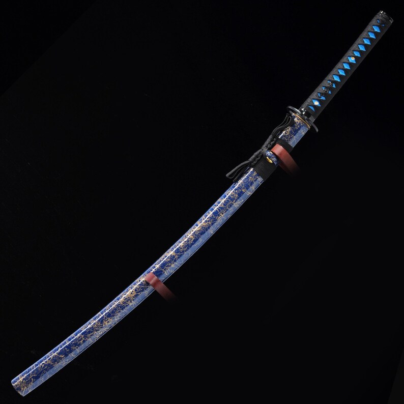 Handgeschmiedete blaue Klinge echte japanische Katana Samurai Etsy