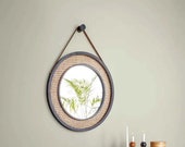 Round Black RATTAN STANDING MIRROR Handmade ,Rattan Mirror,bohemian Mirror, Vintage Mirror, Wall Mirror, luxury mirror