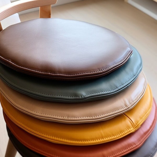 round genuine leather bench seat, yoga cushion, leather chair pad, chair leather pad, enterway bench, leather replacement, car seat leather