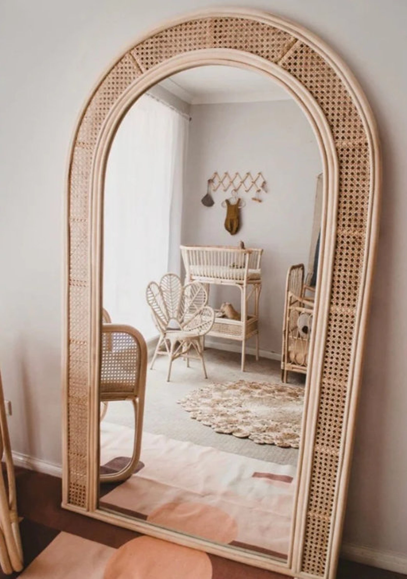 RATTAN STANDING MIRROR Handmade rattan Rectangle Etsy