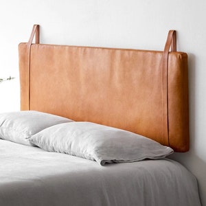 wall Leather Hanging Headboard, leather Headboard, Bedroom Wall Decor Over The Bed, Hanging leather, strap and ring brass, high quality