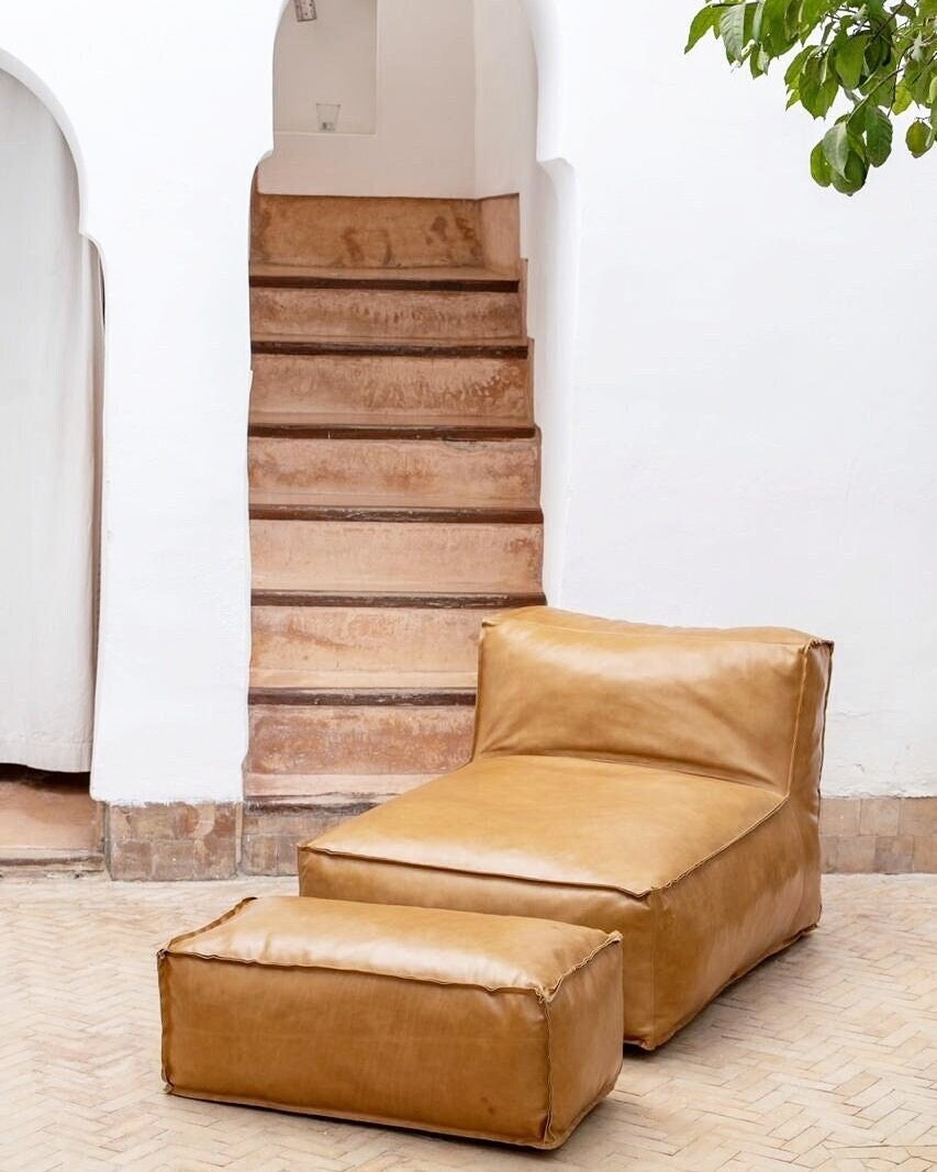 Ama recycled top leather floor cushion