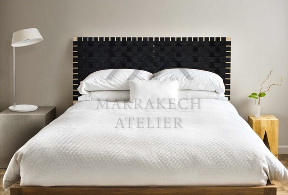 Woven leather cheap headboard king