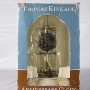 Vintage Analog Thomas Kinkade 2006 Victorian Light Glass Dome Rotating Pendulum Anniversary Clock with Westminster Chime Kmart Tested Works