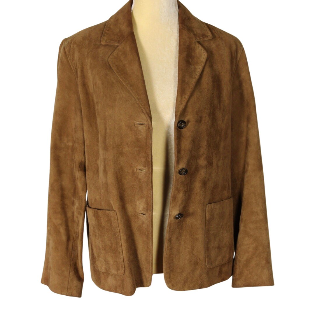 d*3様 vtg golden bear suede leather Harri Men Golden Bear Sportswear Brown Suede Leather Button 3/4 Jacket