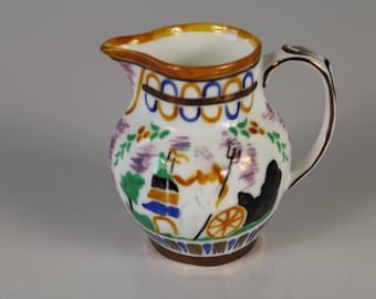 Britania Britannia Antigua Vintage Victoriana 1800s Fenton Paragon Inglaterra Pequeña Mayólica Cerámica Porcelana Bone China 4 oz Cremadora 3 pulgadas