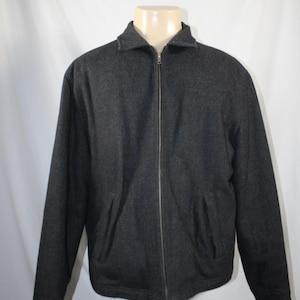 Structure Vintage Men's Men Mens 70% Wool Blend Zip Up Zipper Collared Long Sleeve Coat Jacket Size 42 Large L Dark Heather Gray Grey