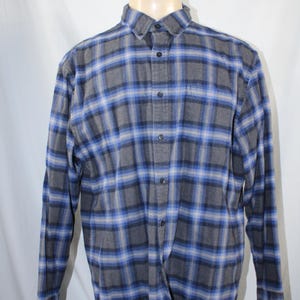 Pendleton Shirt Men's Mens Men XL Extra Large Blue Gray Plaid Mason 100% Cotton Long Sleeve Button Up Flannel Country Western Workwear