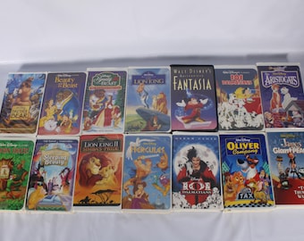 Lotto di 14 cassette VHS Disney vintage anni '90-2000, Kodak, Kodak, Il Re Leone, La Bella e la Bestia, La Bella Addormentata, Fantasia, Film